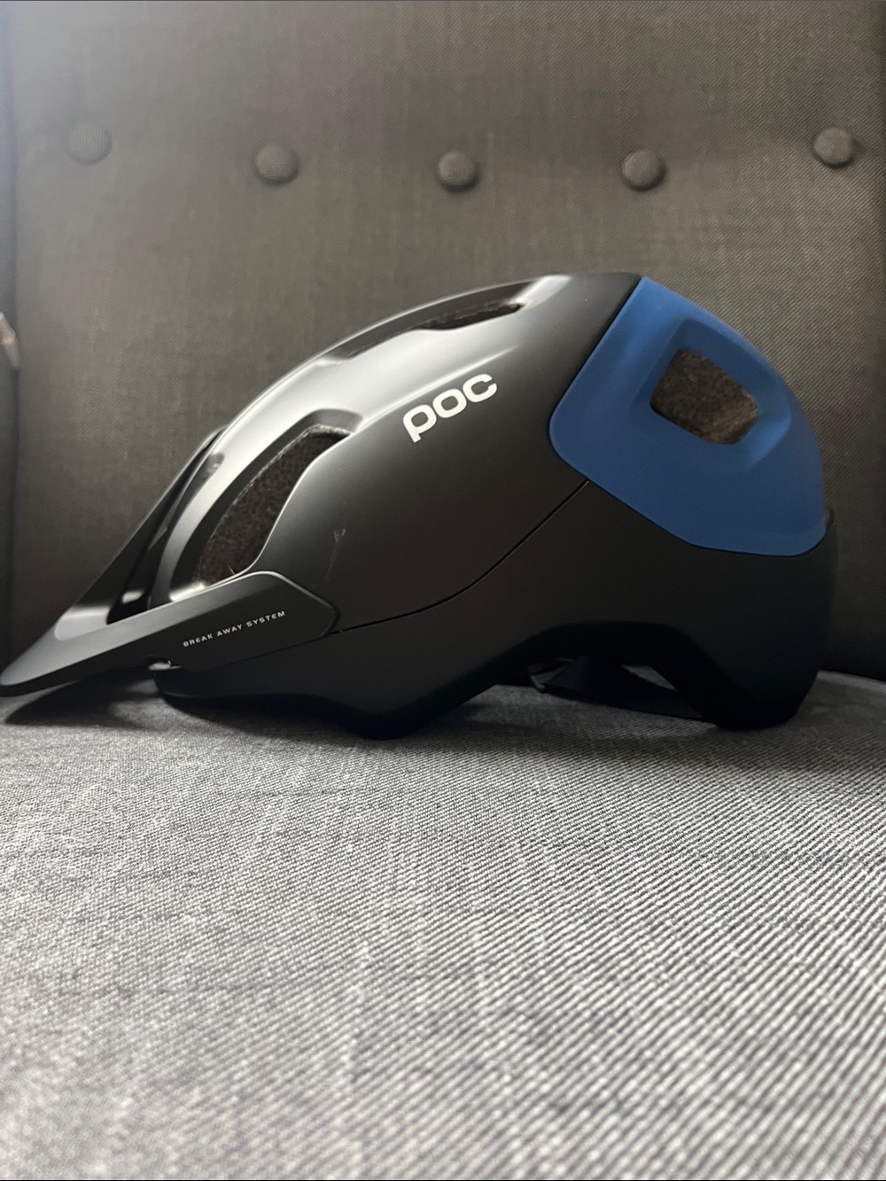 POC Axion Black and Blue Cycling Helmet  with visor Safety-Focused Design